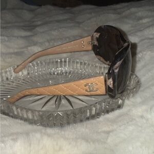 CHANEL Tan Sunglasses with Dark Lenses